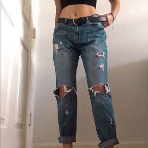 Low Rise Ripped Boyfriend Jeans